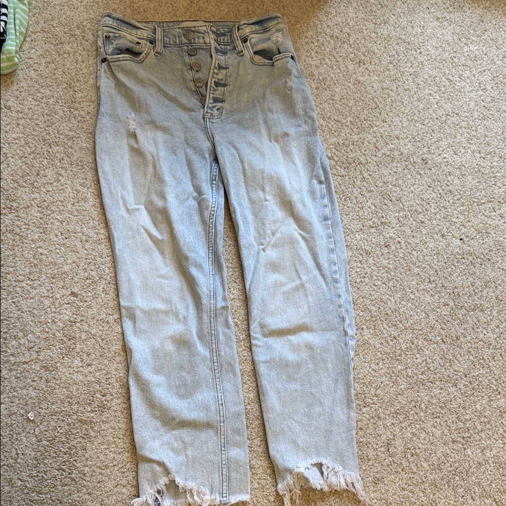 A&F curve love ultra high rise ankle straight denim
